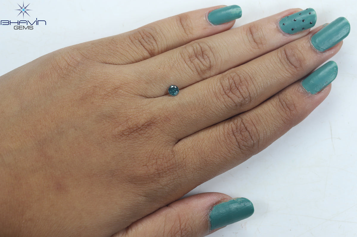 0.28 CT Natural Round Diamond Enhanced Blue Color Clarity I3 (4.00 MM)