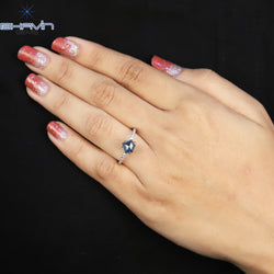 Pentagon Diamond Blue Color Natural Diamond Ring Engagement Ring