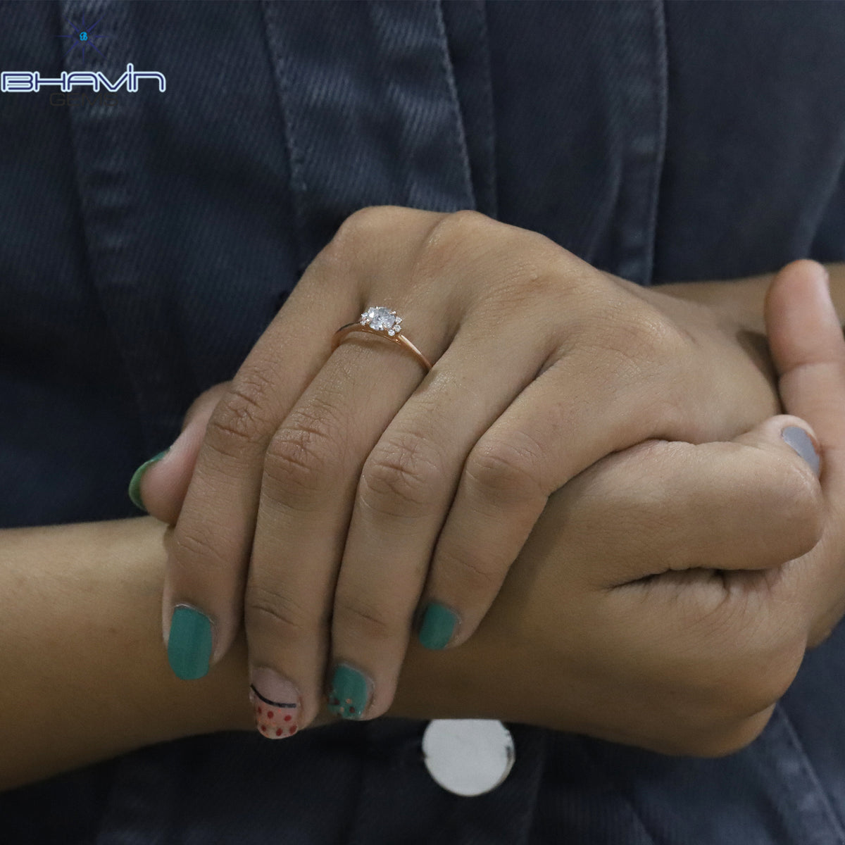 Round Diamond, Natural Diamond Ring, Salt And Pepper Diamond, Gold Ring, Engagement Ring, Wedding Ring, Diamond Ring,