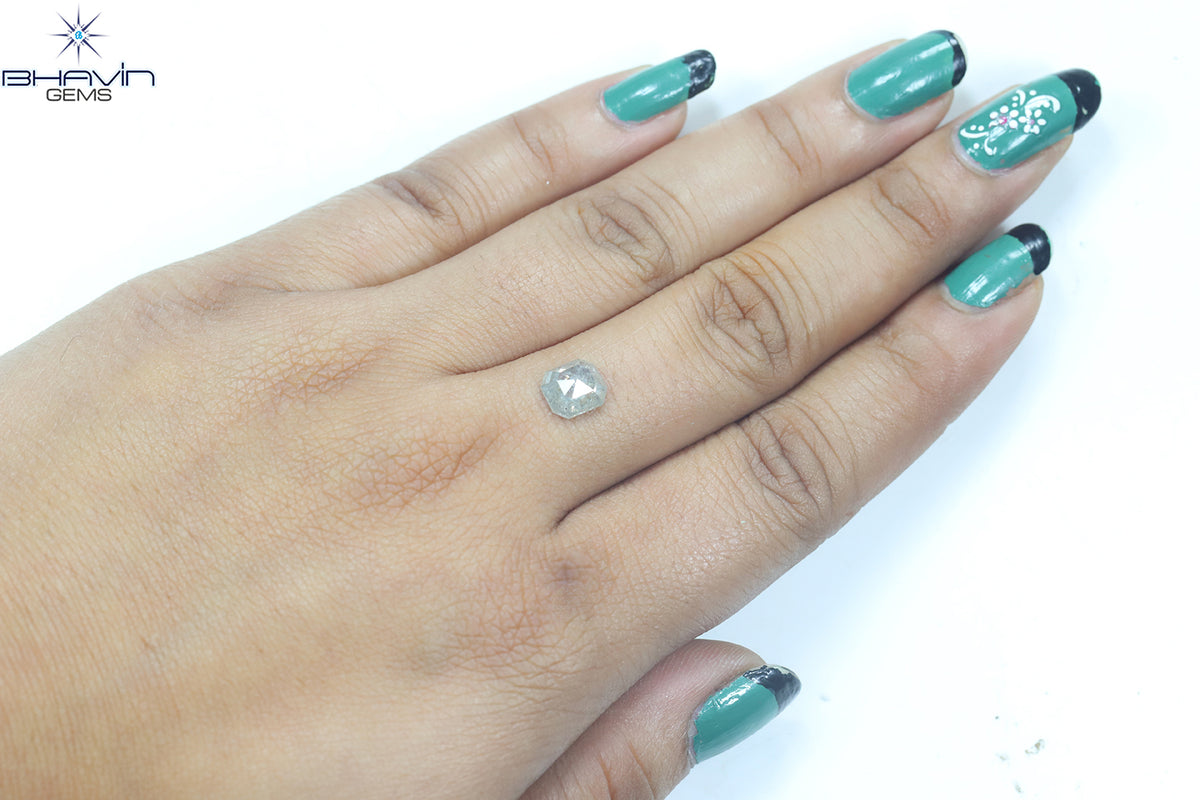 1.41 CT Square Emerald Diamond White Salt and Pepper Color Clarity I3 (7.20 MM)