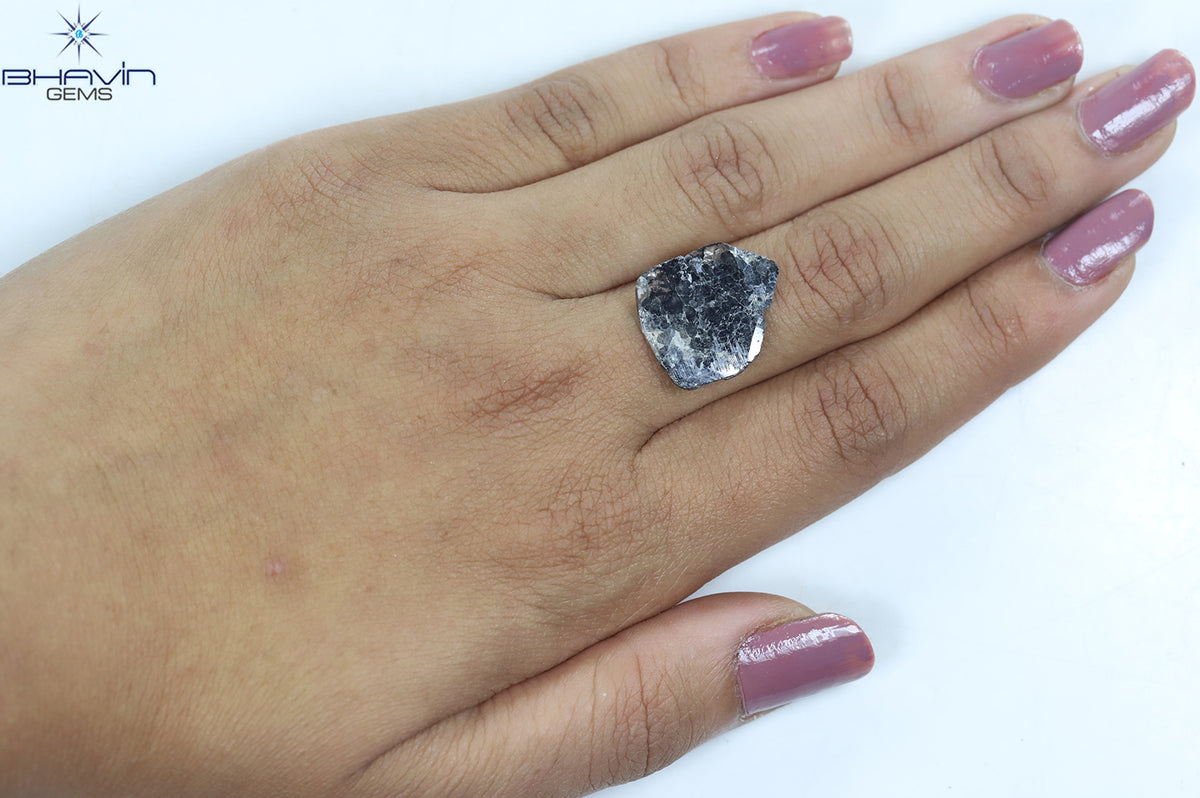 5.45 CT Natural Slice Diamond Salt And Pepper Color Clarity I3 (18.41 MM)