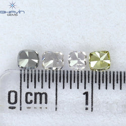 0.51 CT/4 ピース クッション シェイプ ナチュラル ダイヤモンド ミックス カラー VS-SI クラリティ (3.08 MM)