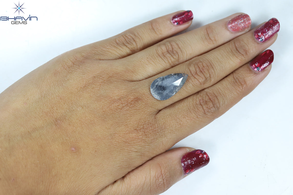 4.68 CT Natural Pear Slice Diamond Gray Color Clarity I3 (22.00 MM)