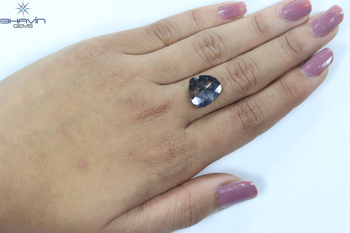 4.87 CT ハート スライス シェイプ ナチュラル ダイヤモンド ソルト アンド ペッパー カラー I3 クラリティ (12.75 MM)