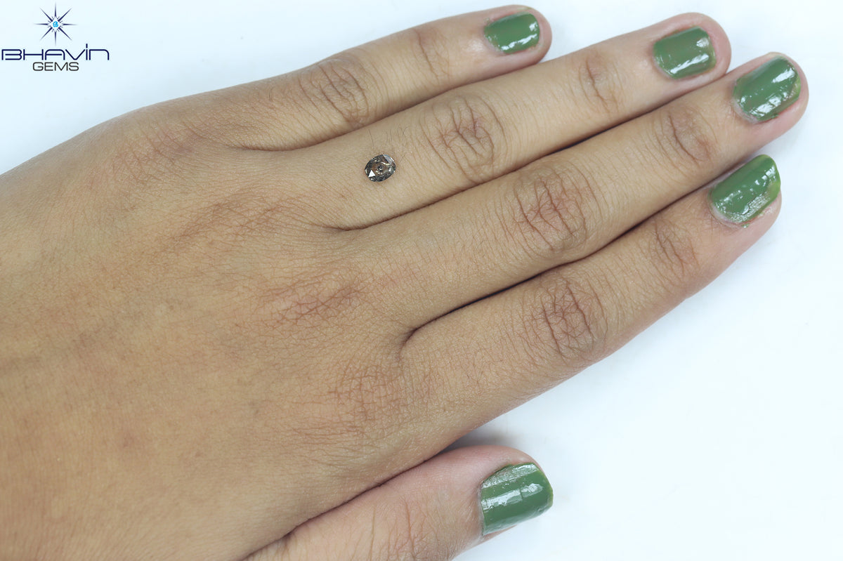 0.39 CT Natural Oval Diamond Salt And Pepper Color Clarity I3 (4.95 MM)
