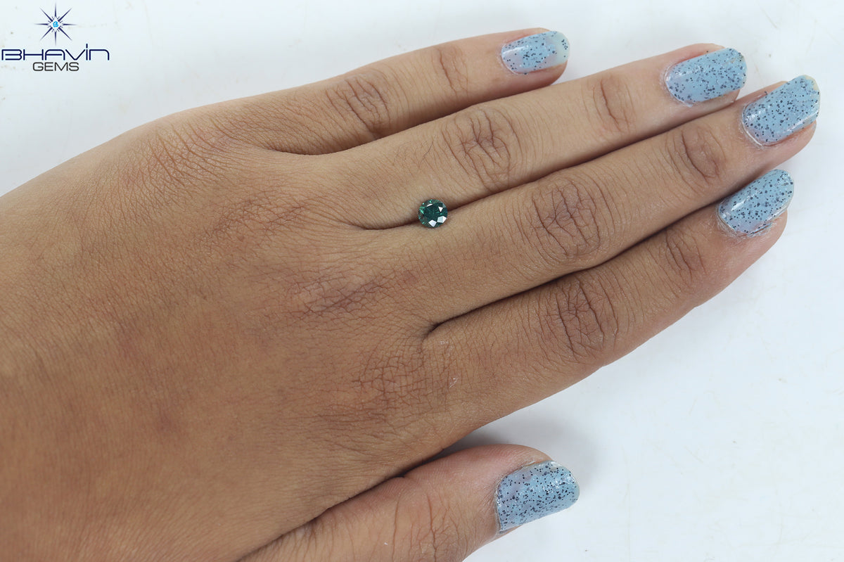 0.50 CT Natural Round Diamond Enhanced Blue Color Clarity SI1 (4.92 MM)