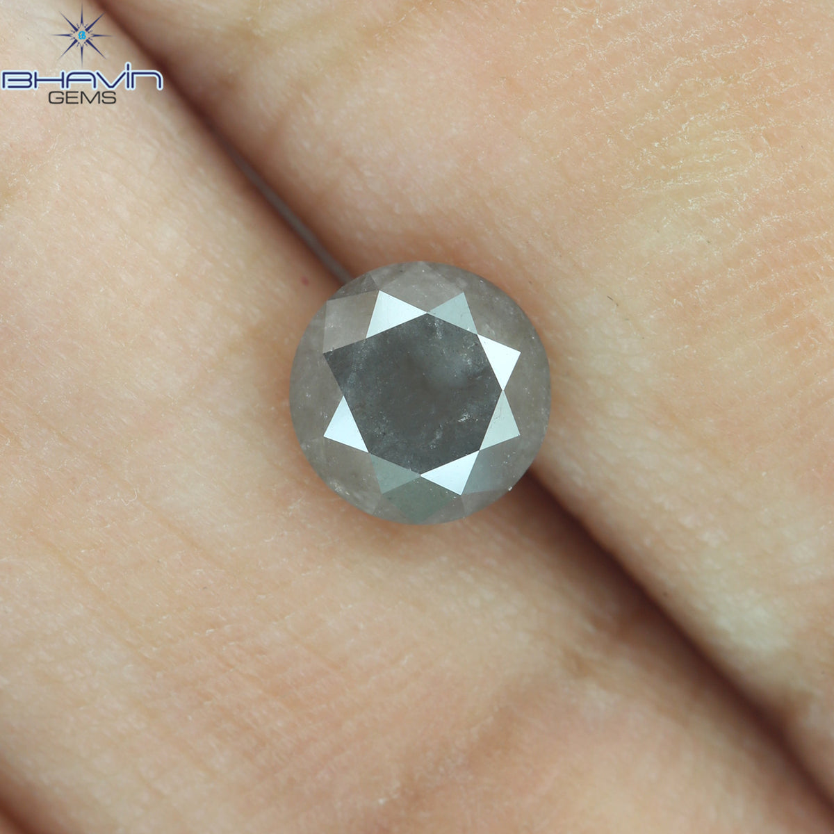 1.07 CT Natural Round Diamond Gray Color Clarity I3 (5.89 MM)