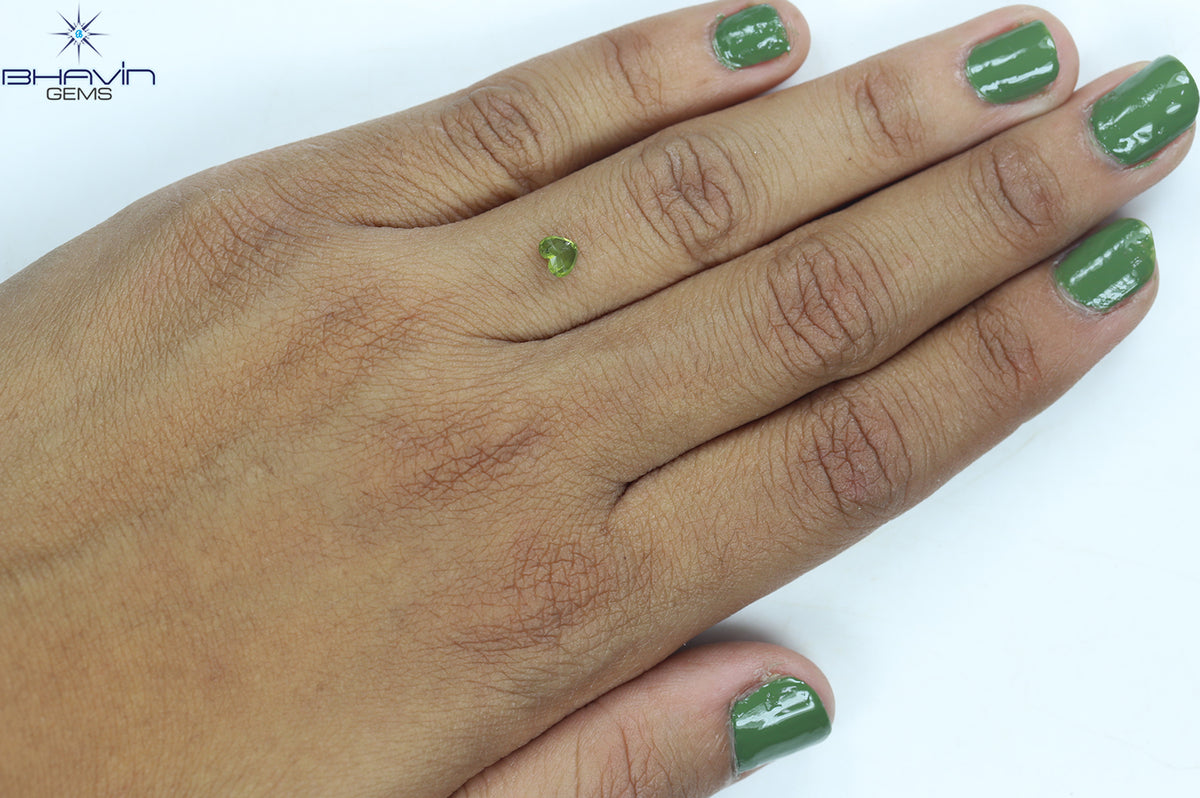 0.39 CT Natural Heart Diamond Enhanced Green Color Clarity I1 (4.70 MM)