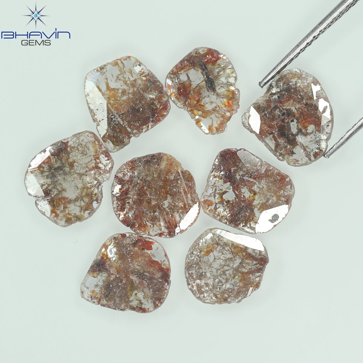 5.09 CT (8 Pcs) Slice Natural Diamond Brown Color Clarity I3 (9.26 MM)