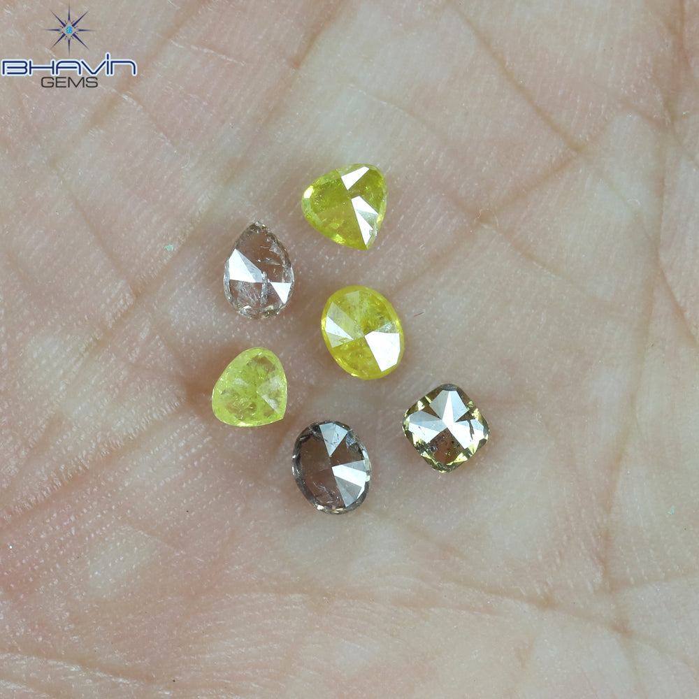 0.87 CT/6 Pcs Mix Shape Natural Diamond Mix Color I2 Clarity (3.80 MM)