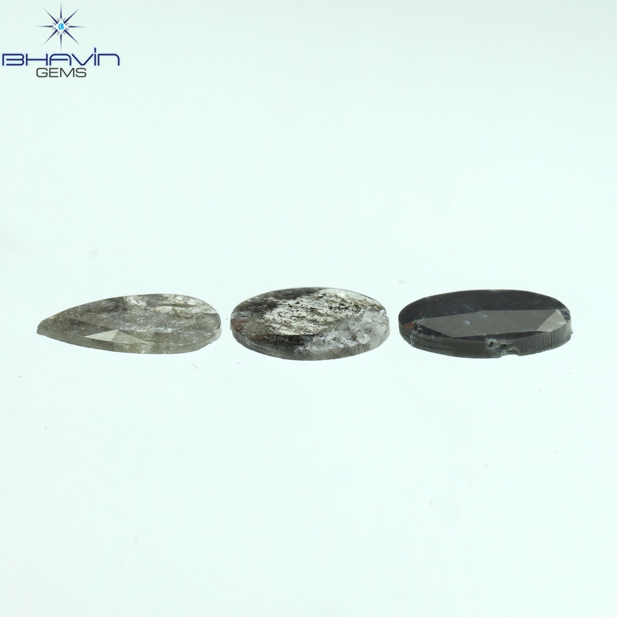 0.97 CT/3 Pcs Natural Mix Slice Diamond Salt And Pepper Color Clarity I3 (7.50 MM)