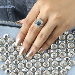 スライス ローズカット ダイヤモンド、ブルー ダイヤモンド、天然ダイヤモンド リング、婚約指輪、