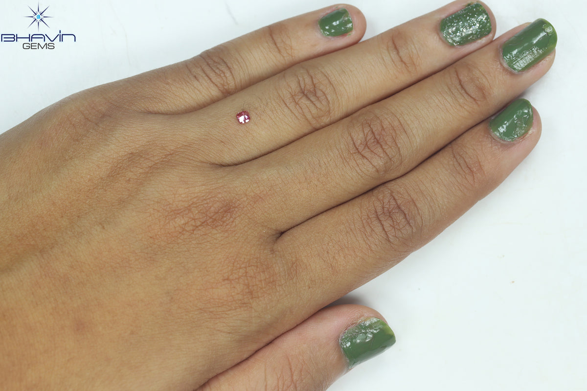 0.14 CT Natural Cushion Diamond Enhanced Pink Color Clarity VS1 (2.88 MM)