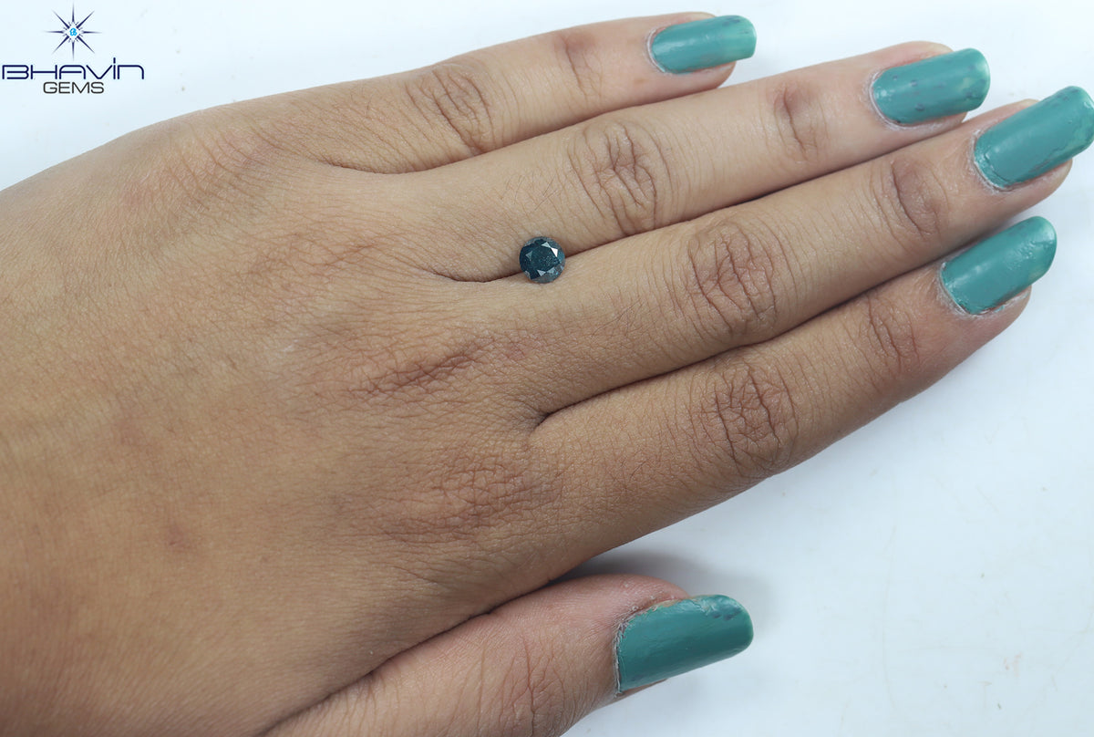 0.74 CT Natural Round Diamond Enhanced Blue Color Clarity I3 (5.76 MM)
