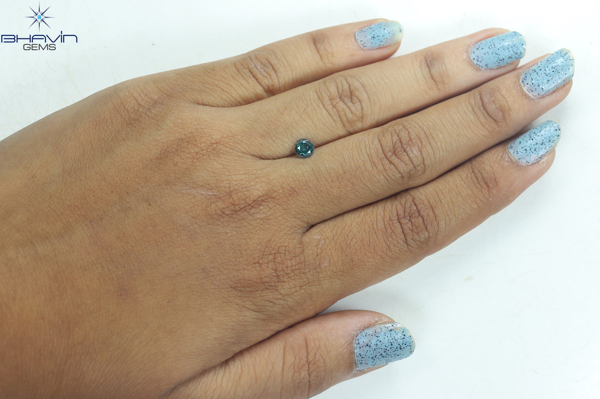 0.40 CT Natural Round Diamond Enhanced Blue Color Clarity I3 (4.67 MM)
