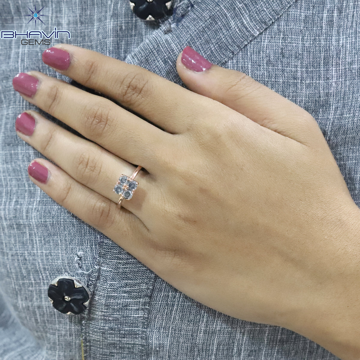 Round Diamond Salt And Pepper Diamond Natural Diamond Ring Gold Ring Engagement Ring