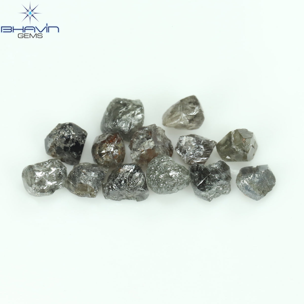3.96 CT/13 Pcs Natural Rough Diamond Salt And Pepper Color Clarity I3 (3.78 MM)
