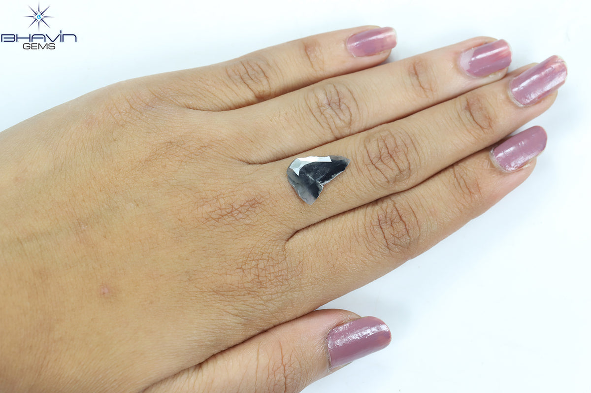1.75 CT Natural Slice Diamond Gray Salt And Pepper Color Clarity I3 (15.74 MM)