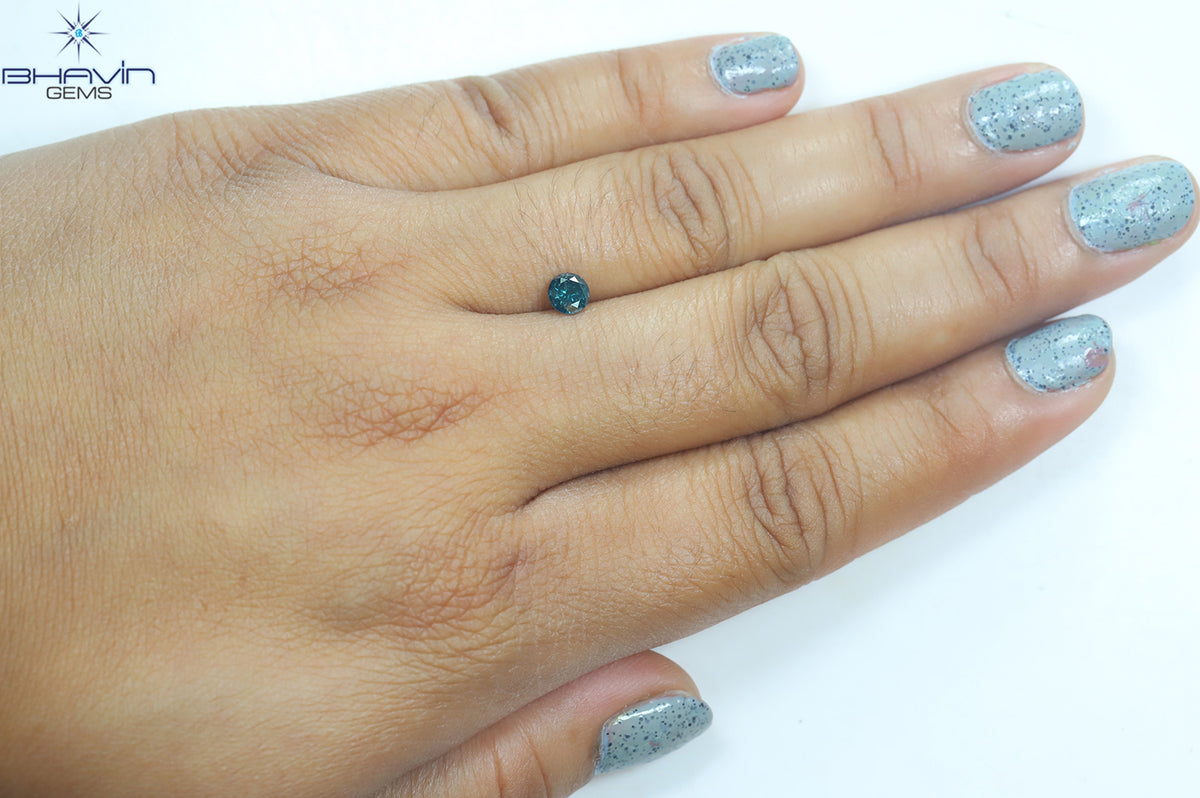 0.40 CT Natural Round Diamond Enhanced Blue Color Clarity I3 (4.66 MM)