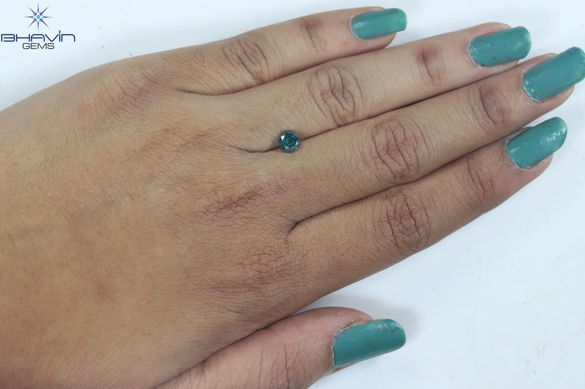 0.61 CT ラウンド ダイヤモンド 天然ダイヤモンド ブルー カラー I3 クラリティ (5.22 MM)