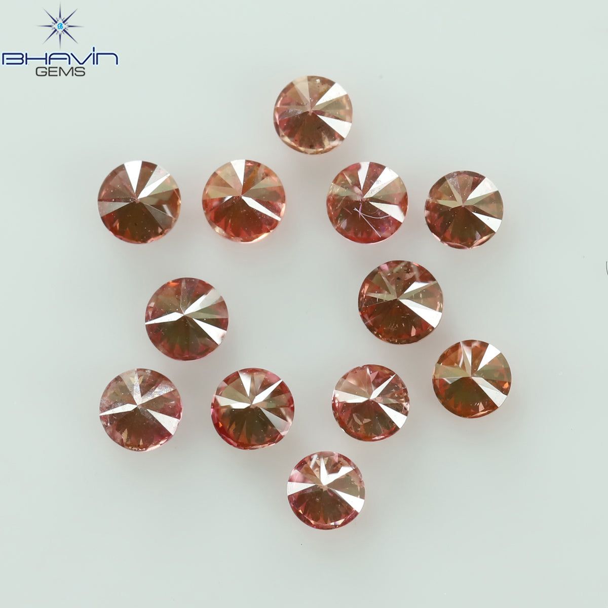 0.40 CT/12 個 ラウンド シェイプ ナチュラル ルース ダイヤモンド ピンク カラー SI クラリティ (2.15 MM)
