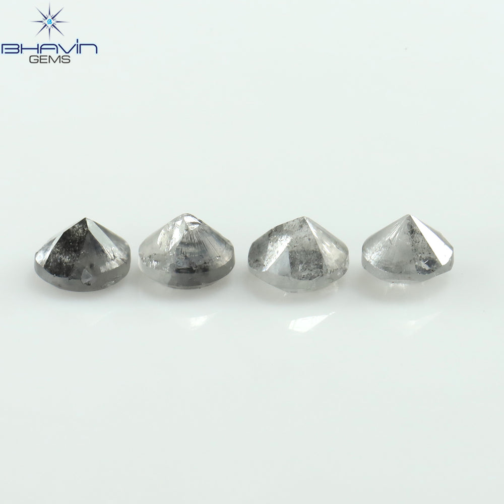 0.56 CT /4 Pcs Uncut Shape Salt And Pepper Natural Loose Diamond I3 Clarity (3.10 MM)