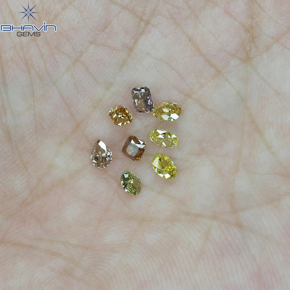 0.93 CT/8 ピース ミックス シェイプ ナチュラル ダイヤモンド ミックス カラー VS2 クラリティ (3.50 MM)