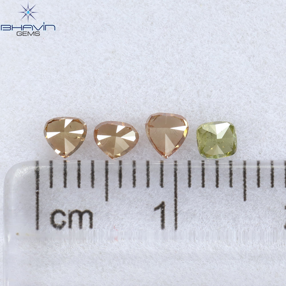 0.49 CT/4 ピース ミックス シェイプ ナチュラル ダイヤモンド ピンク カラー SI2 クラリティ (3.33 MM)
