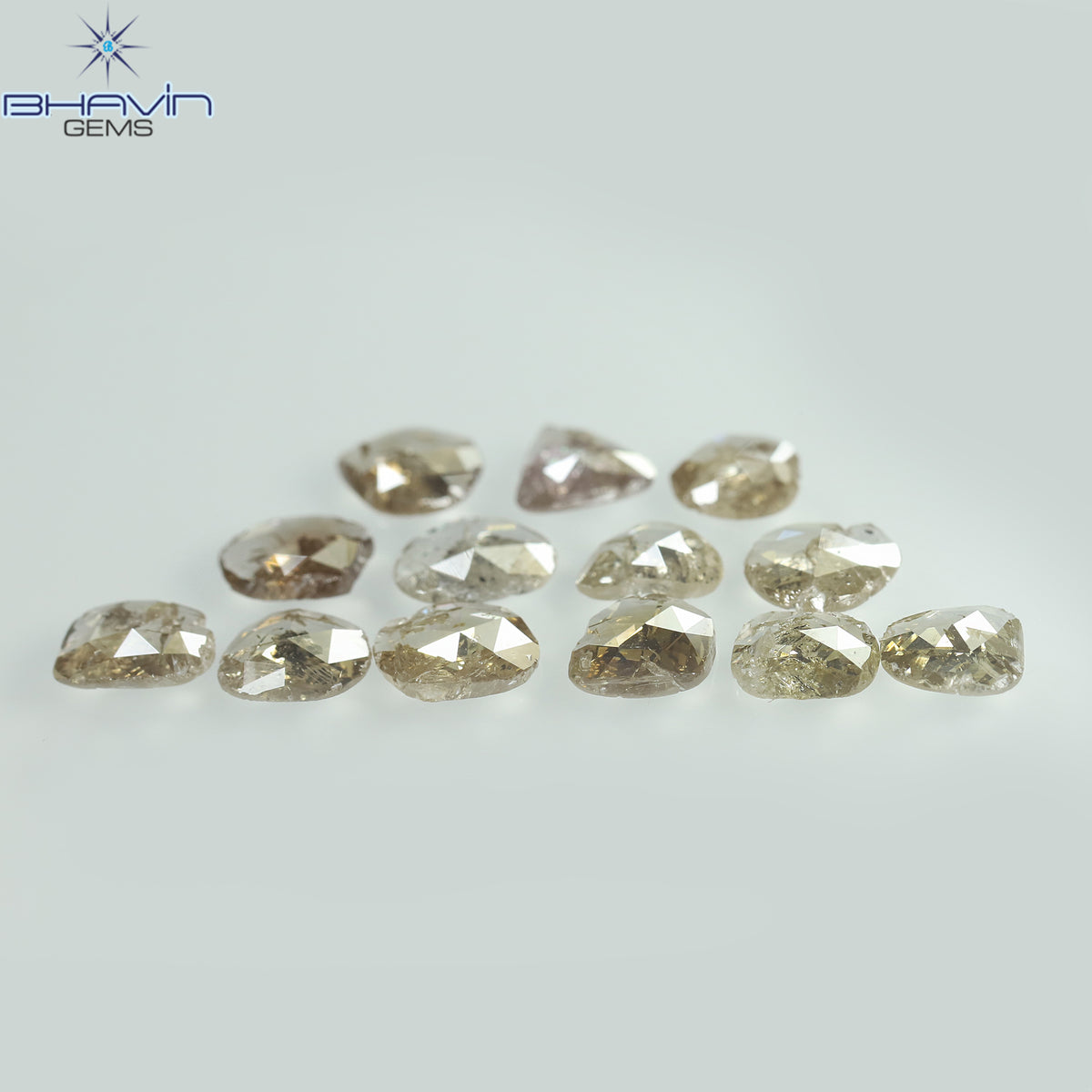 3.00 CT (13 個) ポルキ ローズカット シェイプ ナチュラル ダイヤモンド ブラウン カラー I2 クラリティ (5.57 MM)