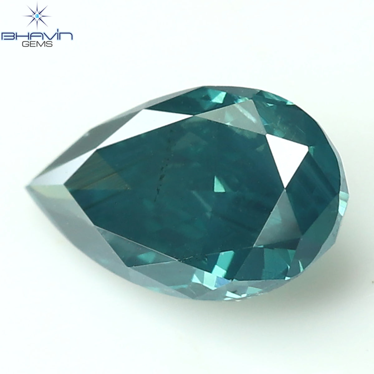 0.30 CT Pear Natural Diamond Enhanced Greenish Blue Color Clarity SI2 (3.41 MM)