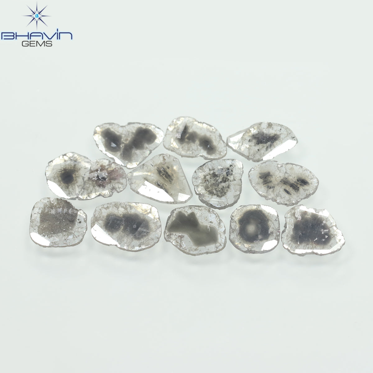 4.46 CT (12 Pcs) Slice Natural Diamond Salt And Pepper Color Clarity I3 (9.90 MM)