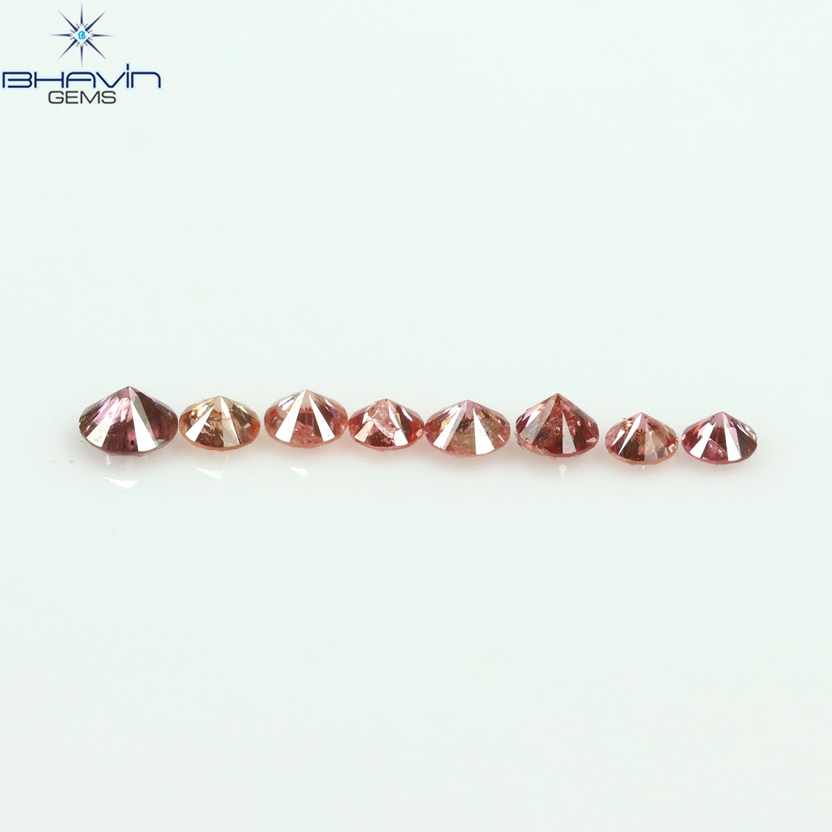 0.19 CT/8 Pcs Natural Round Diamond Enhanced Pink Color Clarity I2 (2.00 MM)