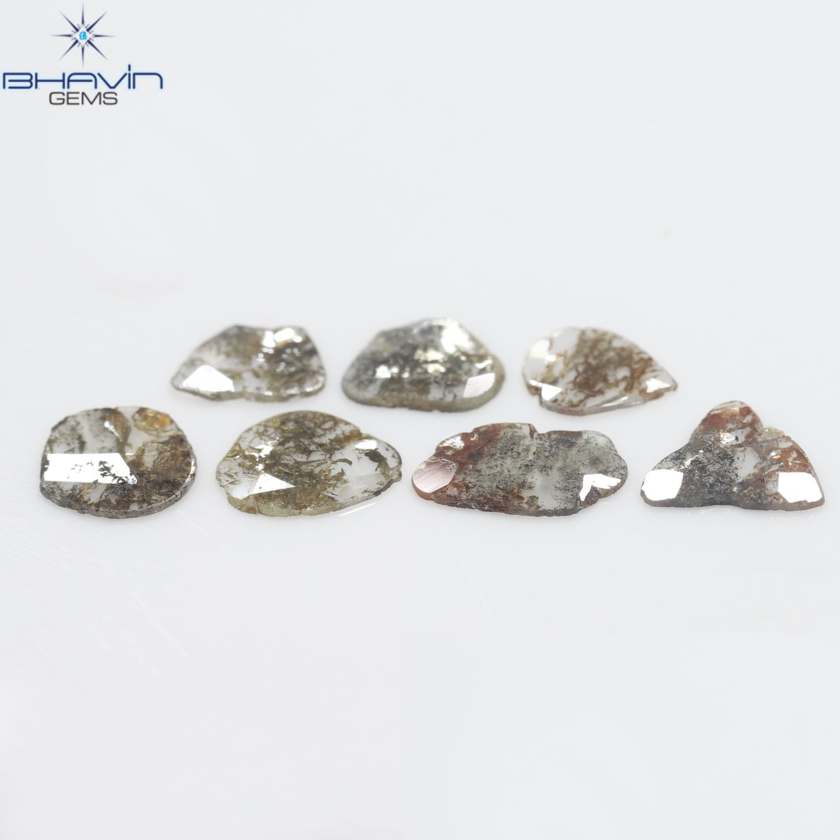 2.48 CT (7 Pcs) Slice Natural Diamond Salt And Pepper Color Clarity I3 (10.12 MM)
