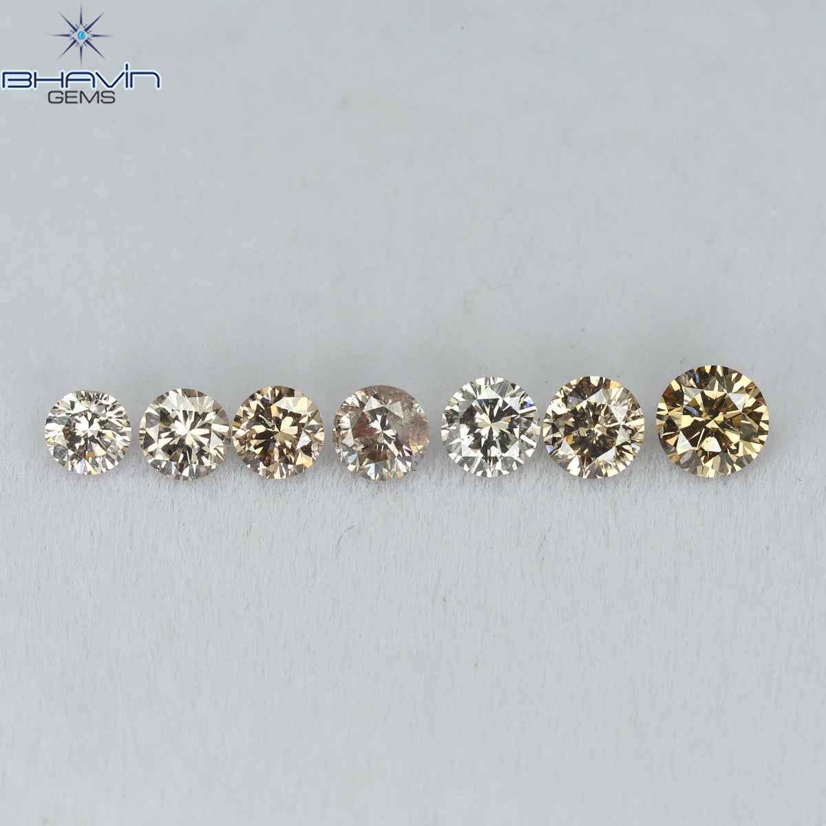 0.56 CT/7 Pcs Natural Round Diamond Brown Pink (Argyle) Color Clarity VS2 (3.20 MM)