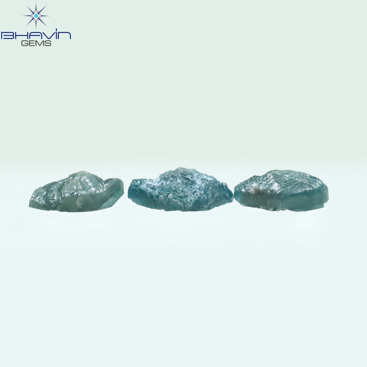 1.53 CT/3 Pcs Natural Mix Rough Diamond Enhanced Blue Color Clarity I3 (7.30 MM)