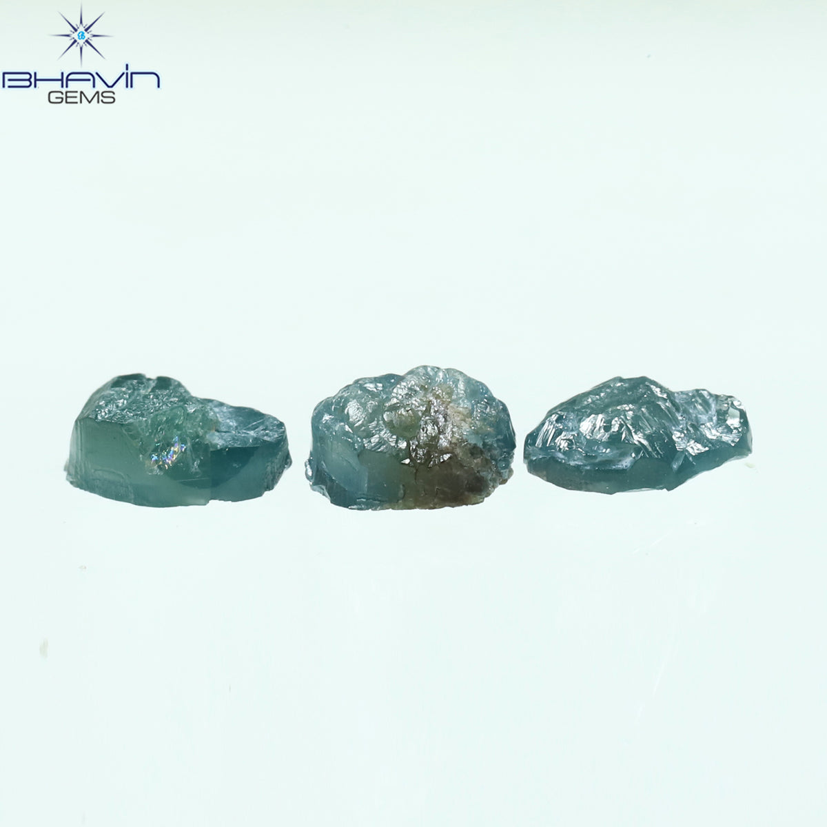 1.17 CT/3 Pcs Natural Oval Rough Diamond Enhanced Blue Color Clarity I3 (5.36 MM)