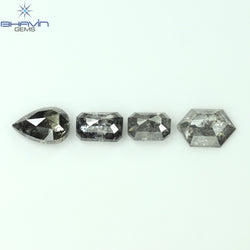 1.18 CT/4 ピース ミックス シェイプ ナチュラル ダイヤモンド ソルト アンド ペッパー カラー I3 クラリティ (5.47 MM)