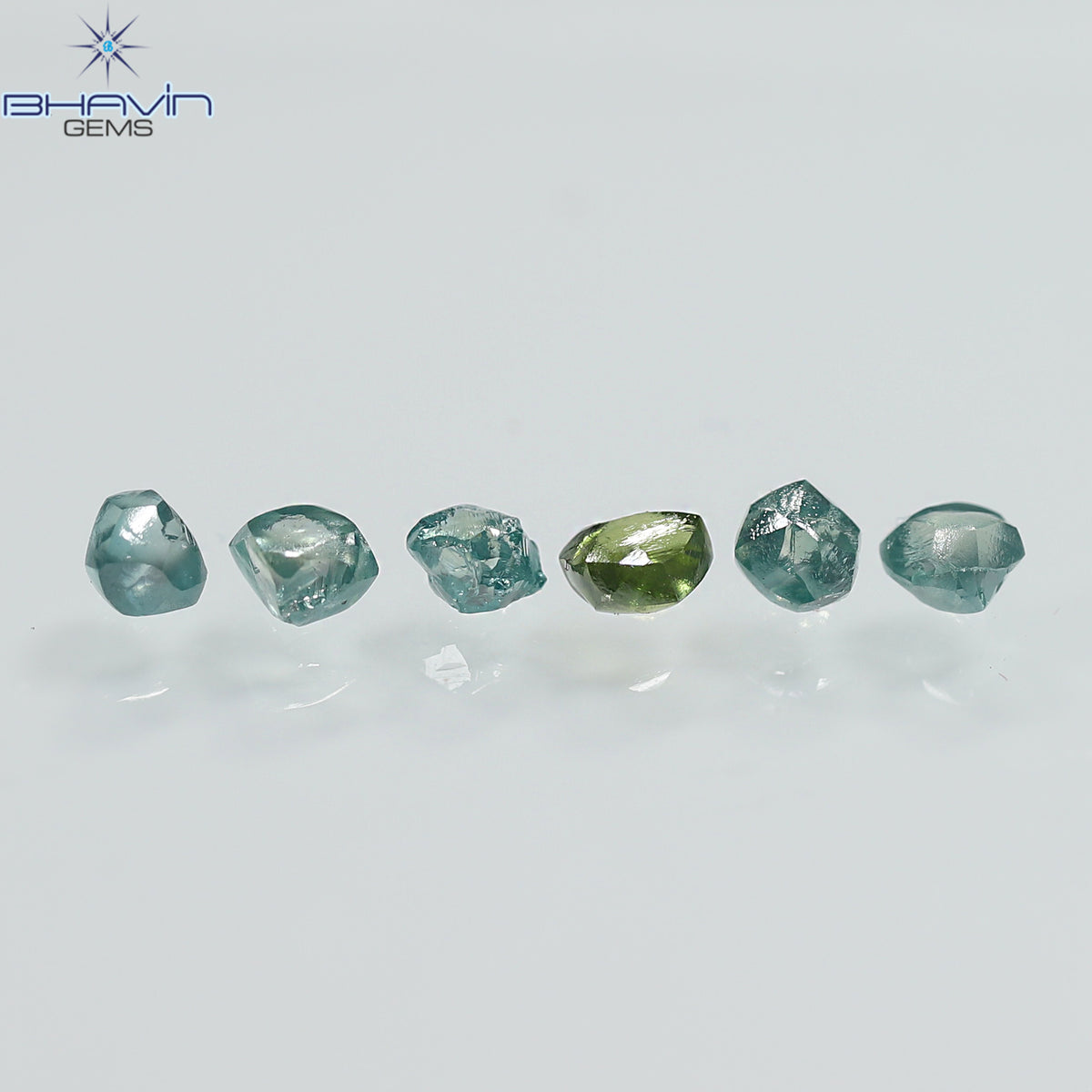 1.17 CT (6 Pcs) Rough Natural Diamond Enhanced Greenish Blue Color Clarity VS2 (3.55 MM)