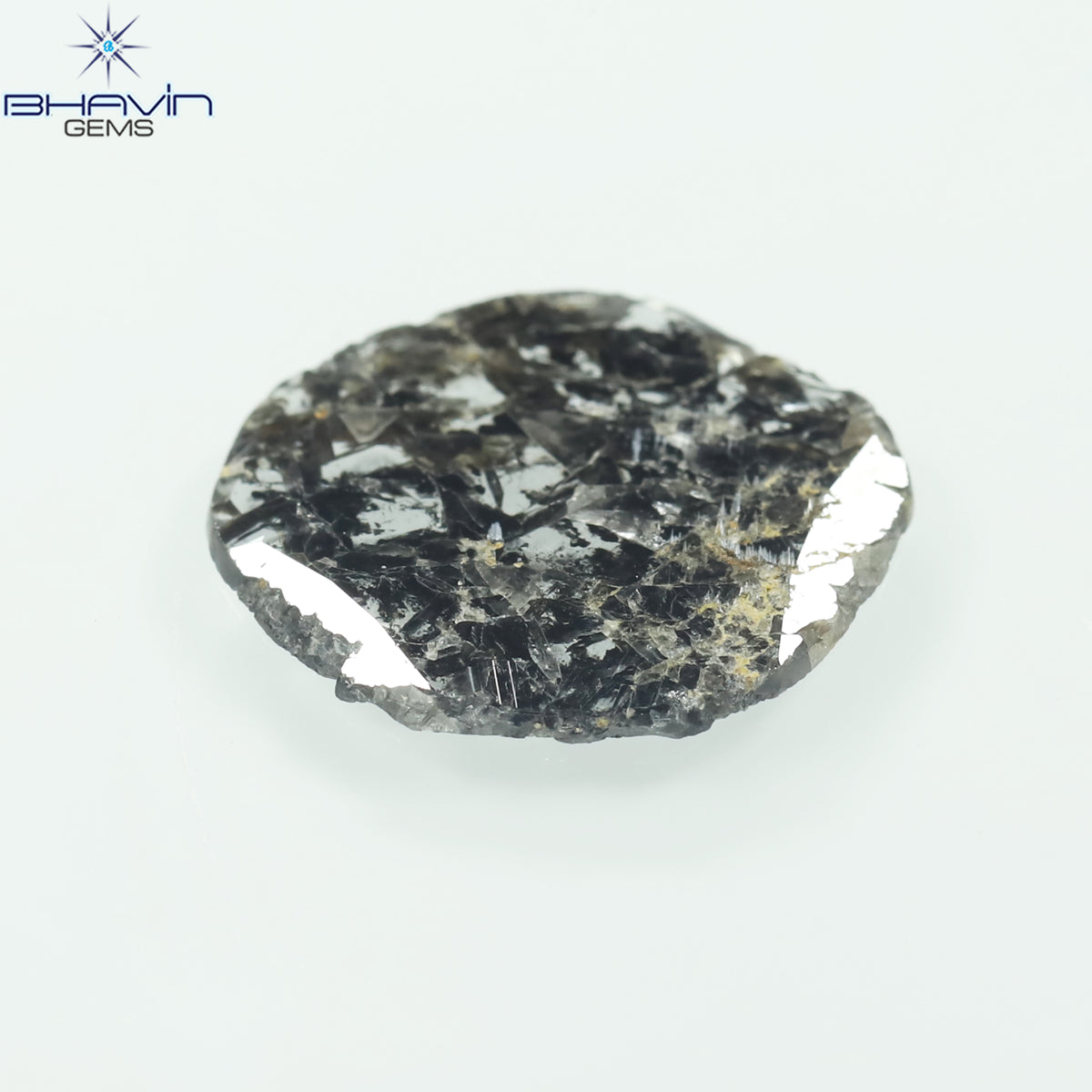 2.98 CT スライス シェイプ ナチュラル ダイヤモンド ソルト アンド ペッパー カラー I3 クラリティ (16.00 MM)
