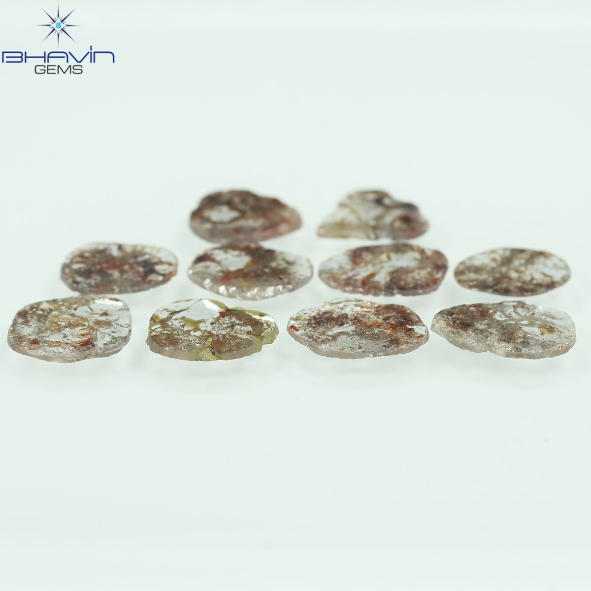 5.21 CT (10 Pcs) Slice Natural Diamond Brown Color Clarity I3 (9.76 MM)
