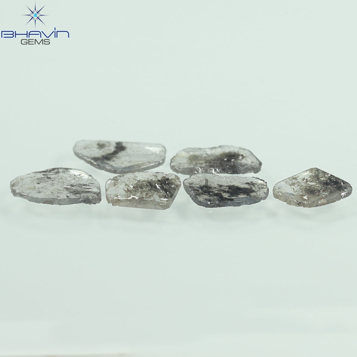 2.48 CT (6 Pcs) Slice Natural Diamond Salt And Pepper Color Clarity I3 (9.15 MM)