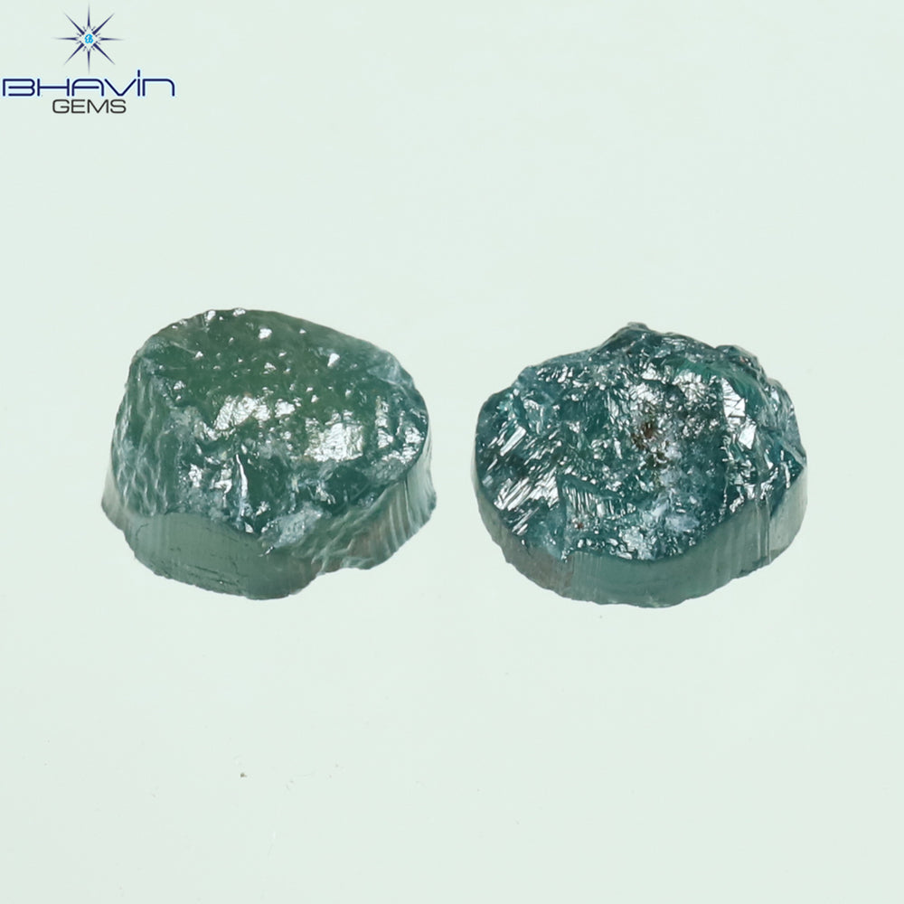 0.65 CT/2 Pcs Oval Rough Shape Blue Natural Loose Diamond I3 Clarity (4.25 MM)