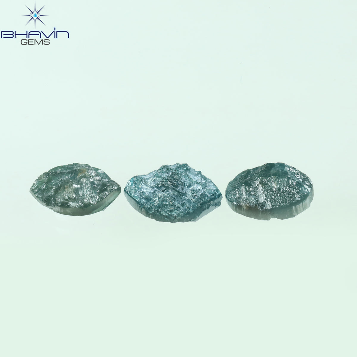 1.53 CT/3 Pcs Natural Mix Rough Diamond Enhanced Blue Color Clarity I3 (7.30 MM)