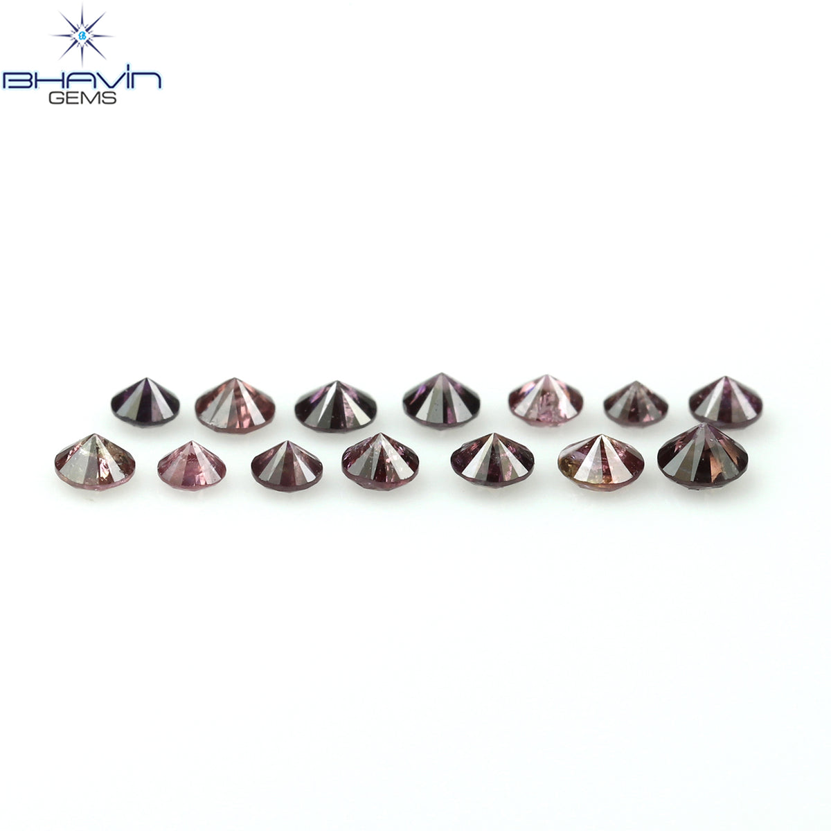 0.20 CT/14 個 ラウンド シェイプ ナチュラル ルース ダイヤモンド ピンク カラー I1 クラリティ (1.50 MM)