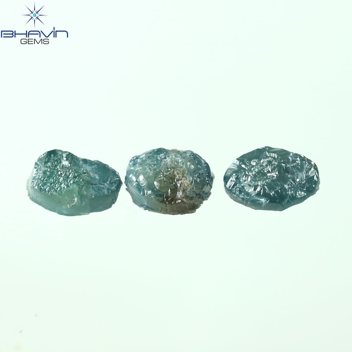 1.17 CT/3 Pcs Natural Oval Rough Diamond Enhanced Blue Color Clarity I3 (5.36 MM)