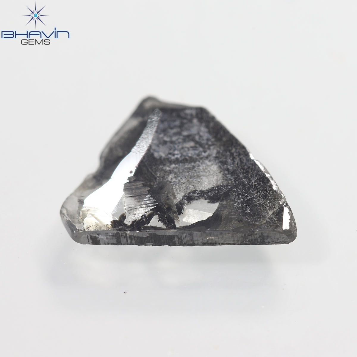 2.08 CT スライス シェイプ ナチュラル ダイヤモンド ソルト アンド ペッパー カラー I3 クラリティ (12.60 MM)