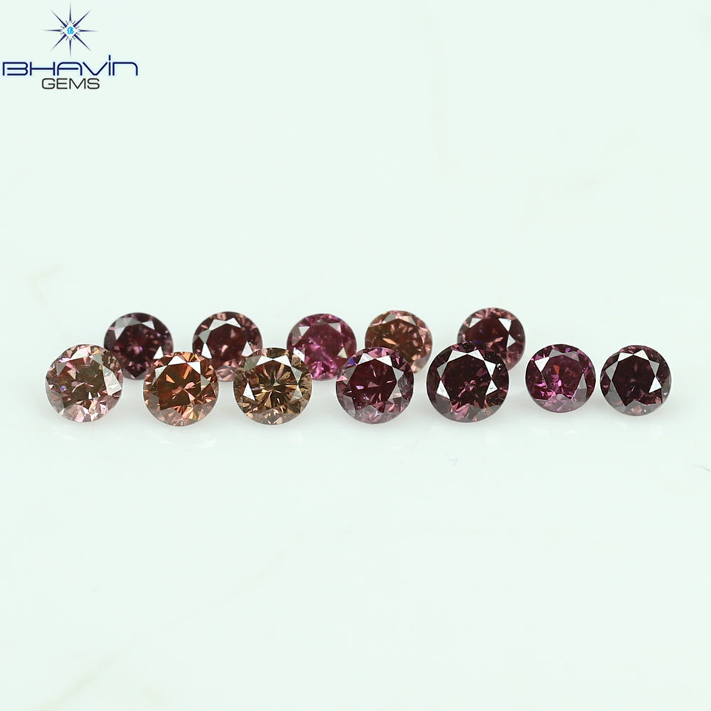 0.22 CT/12 Pcs Round Shape Natural Loose Diamond Pink Color VS-SI Clarity (1.75 MM)