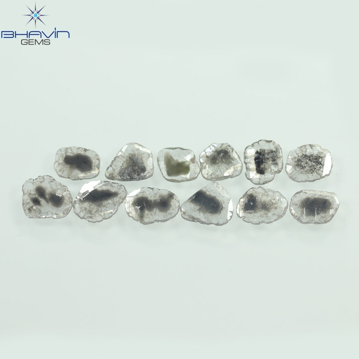 3.23 CT (12 Pcs) Slice Natural Diamond Salt And Pepper Color Clarity I3 (7.17 MM)