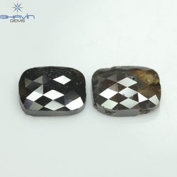 3.80 CT(2 Pcs) Cushion Shape Natural Diamond Brown Color I3 Clarity (8.72 MM)