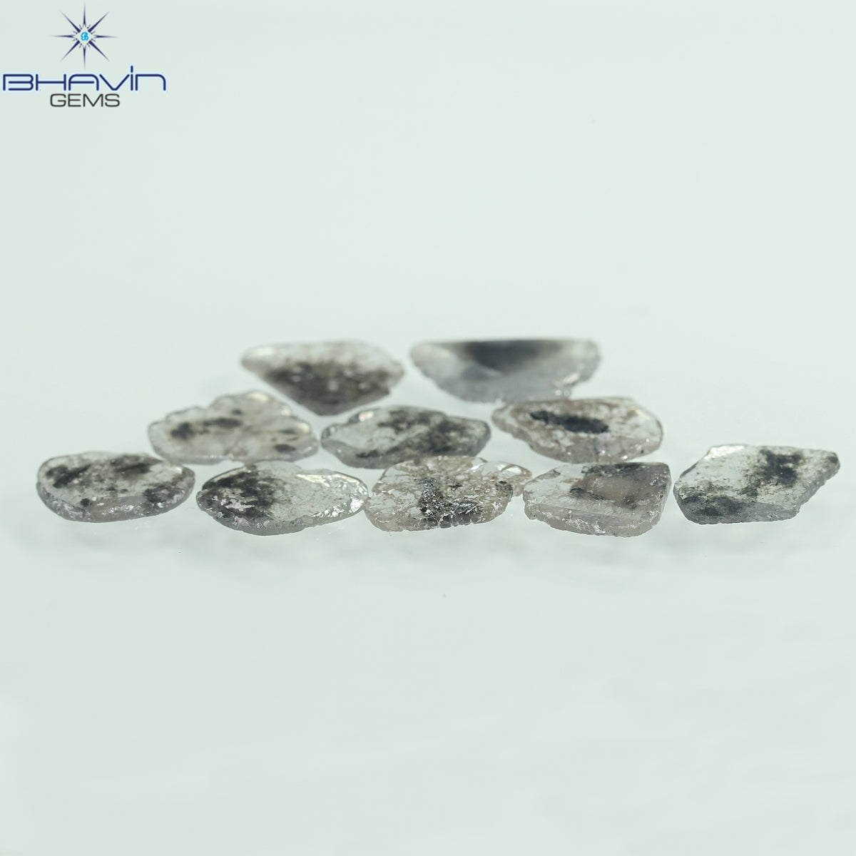 3.64 CT (10 Pcs) Slice Natural Diamond Salt And Pepper Color Clarity I3 (9.10 MM)